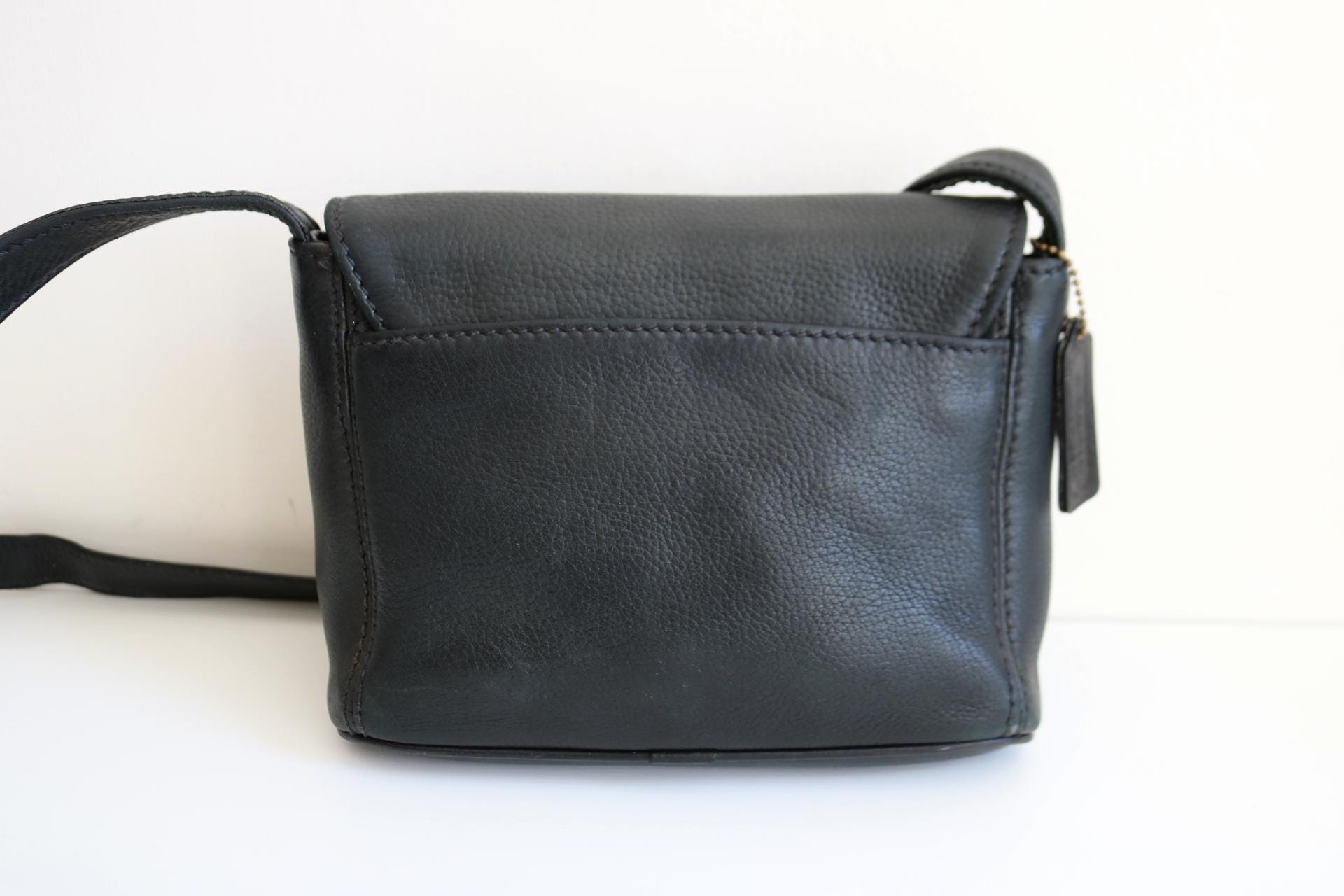 Coach Sonoma Pebbled Shoulder Bag | Navy Faded Black Leather - Etsy