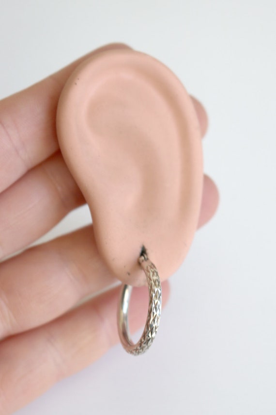 Etched Sterling Hoop Earrings - image 5