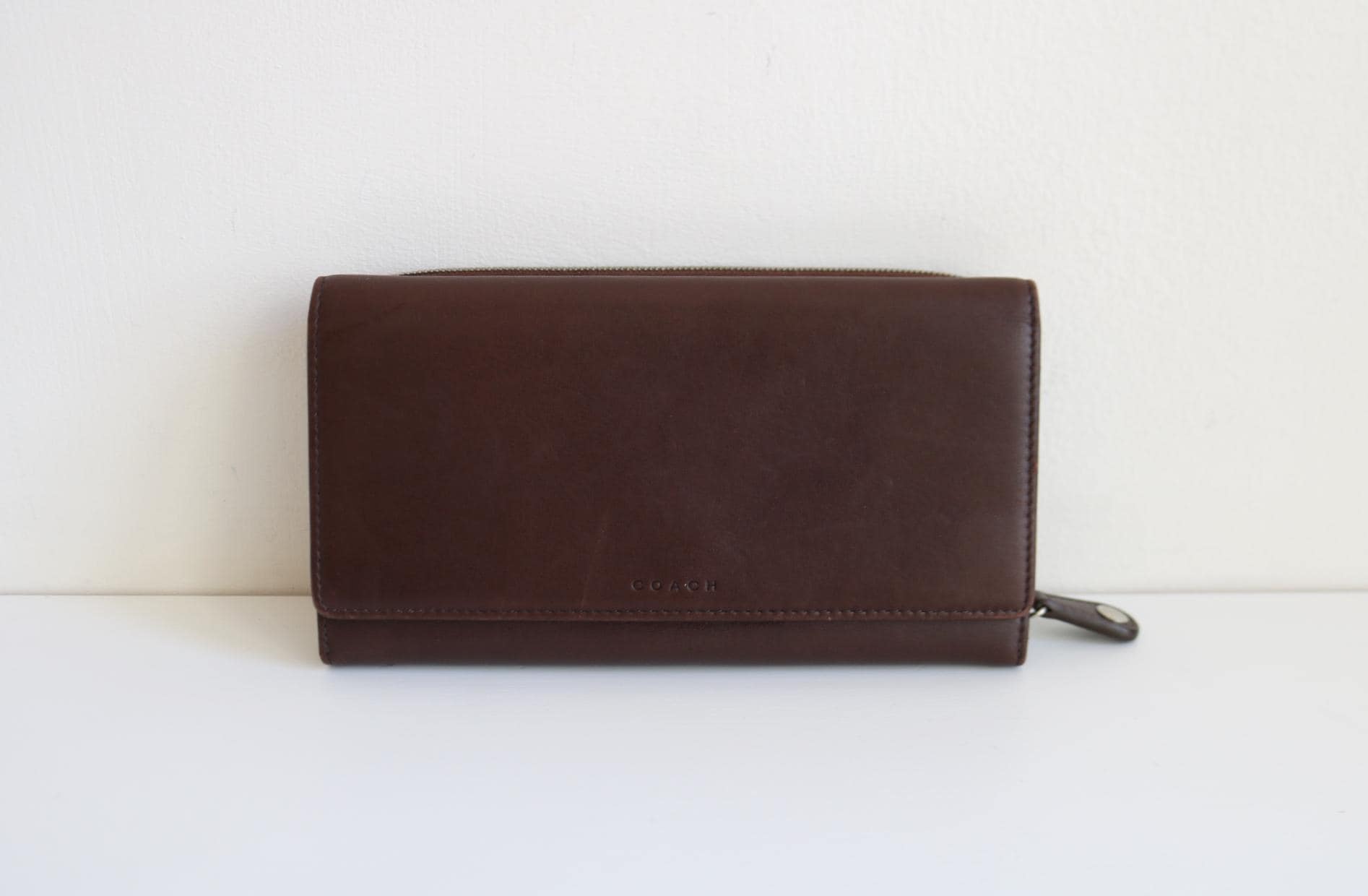 Coach Y2K Checkbook Wallet | Brown Leather - Etsy