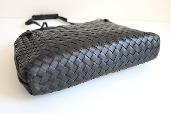Woven Black Leather Zip Bag - image 6