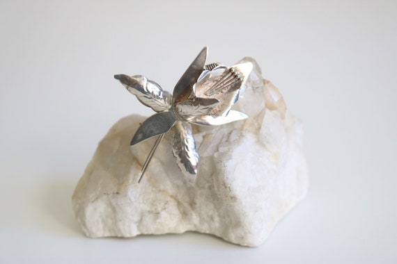 Taxco Orchid Sterling Brooch - image 4
