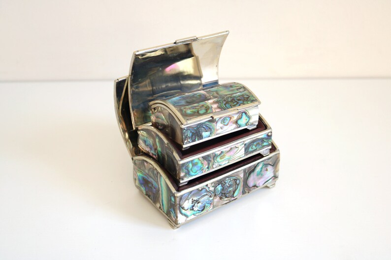 Mexico Alpaca Silver Abalone Box Trio image 8