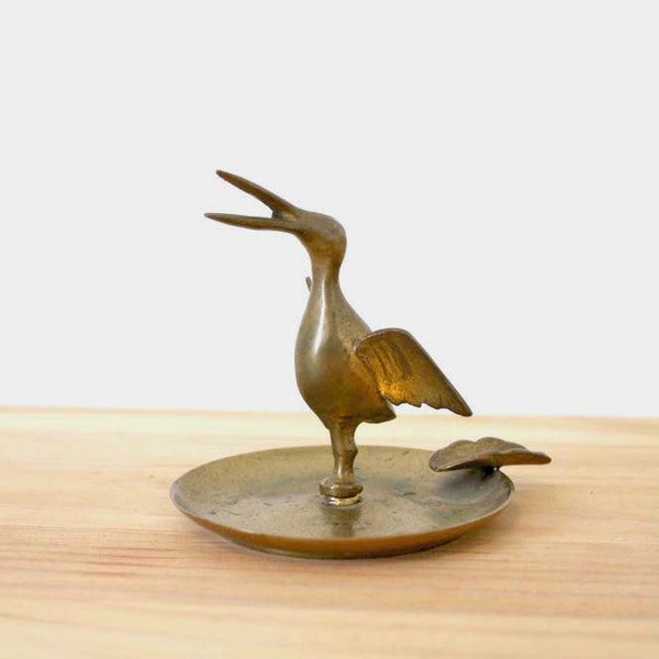 SALE Brass Bird Ashtray