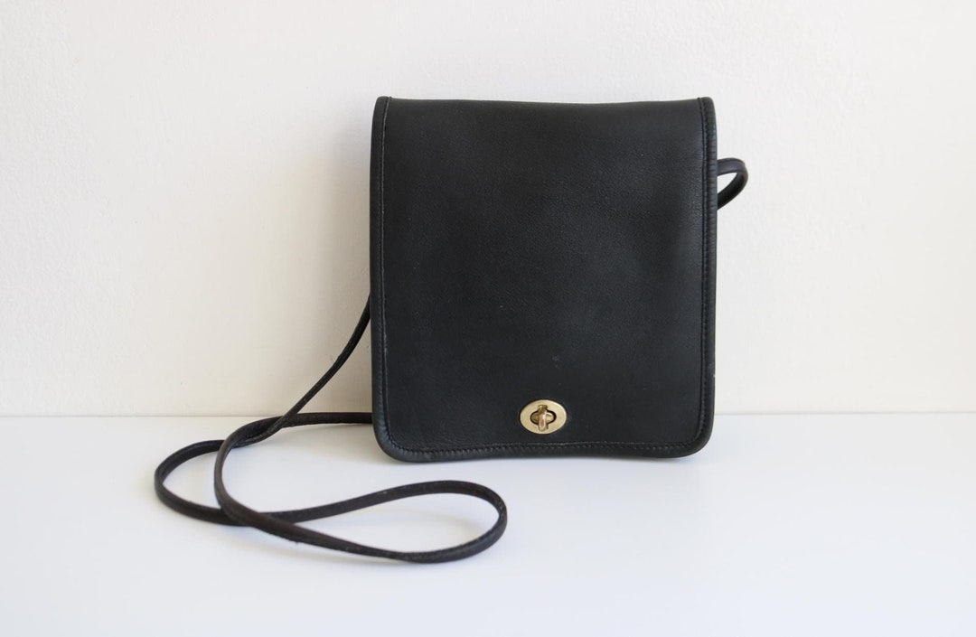 Coach NYC Compact Pouch Bag | Black Leather - Etsy