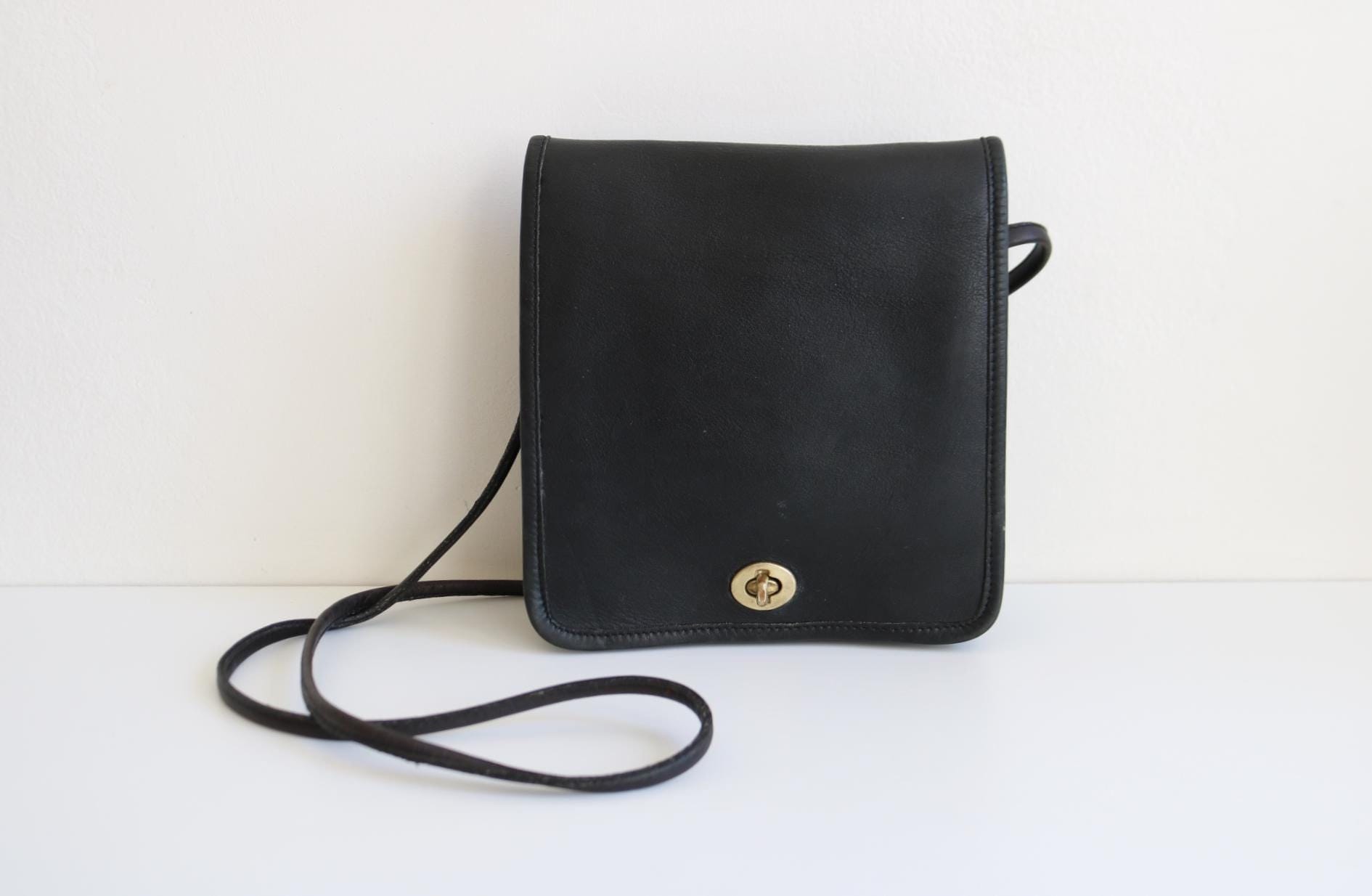 Coach NYC Compact Pouch Bag | Black Leather - Etsy