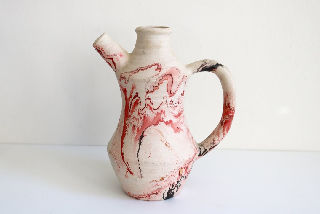 Nemadji Marbled Pink Pitcher Vessel - Etsy UK
