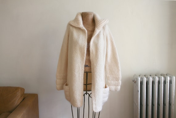 Handknit Mohair Cardigan Sweater