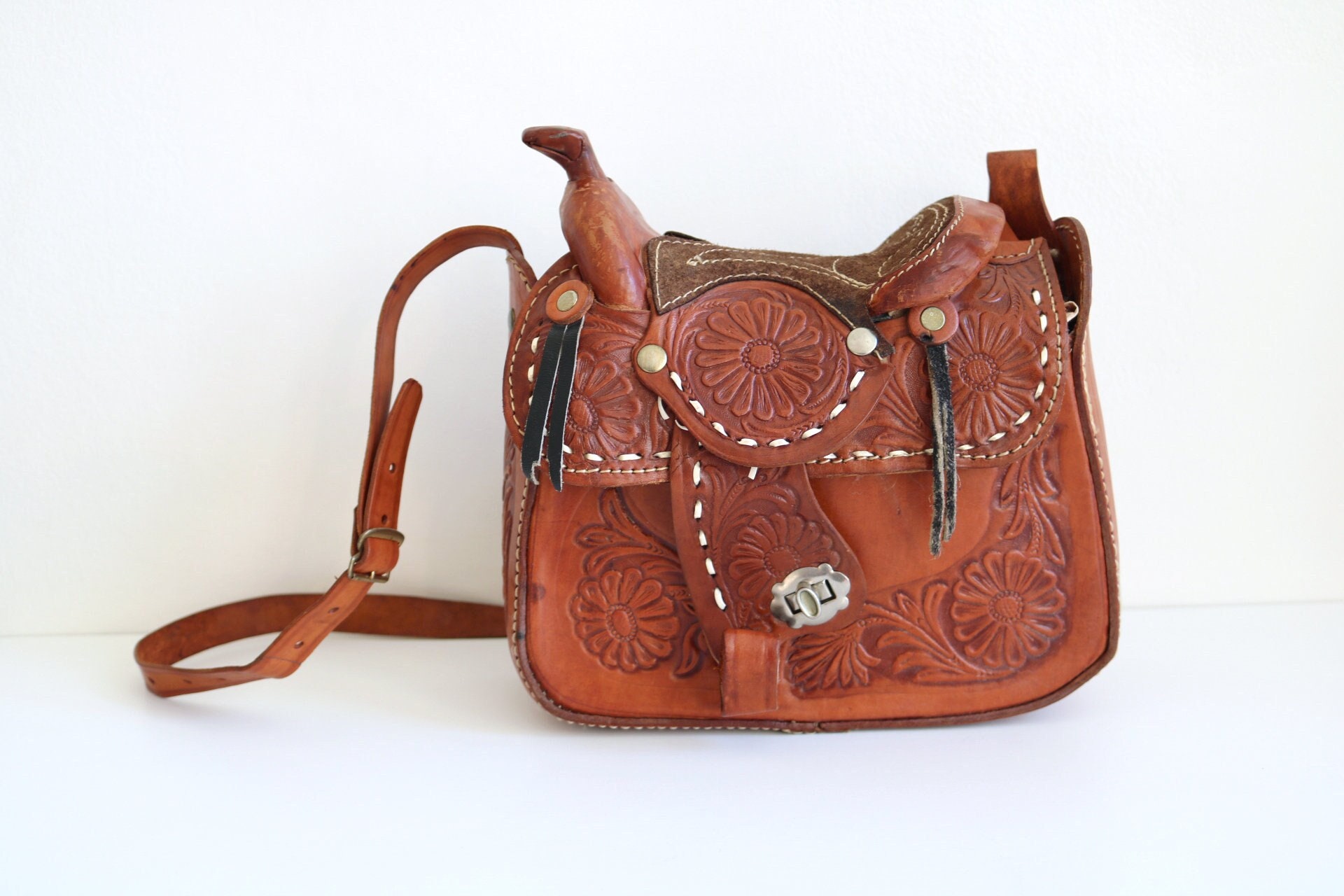 Leather Saddle Purse Etsy