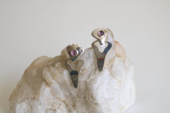 Modernist Amethyst Earring | Sterling Silver