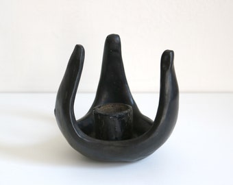 Mexican Barro Negro Candlestick Holder