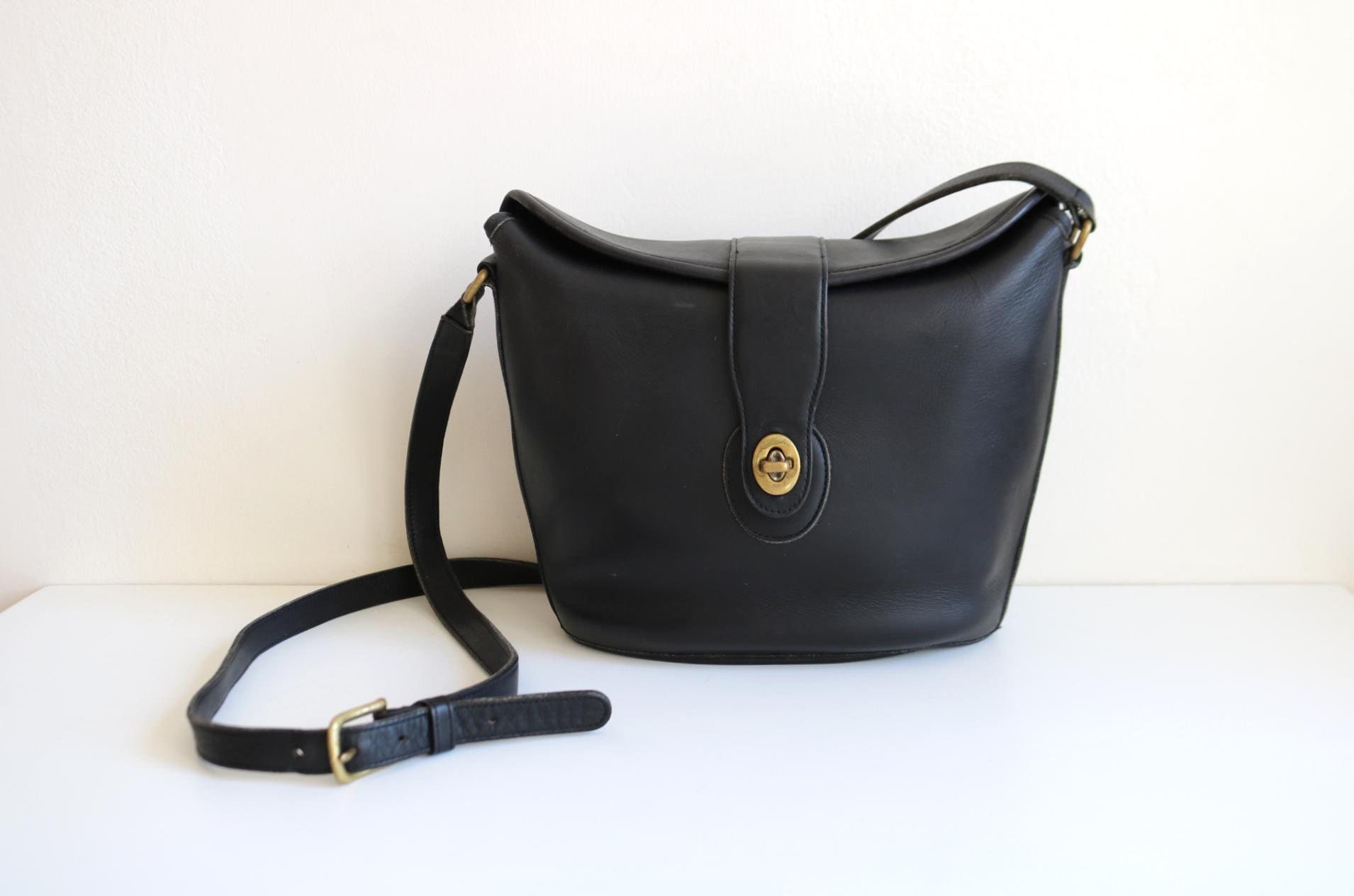 Coach Nottingham Binocular Bag | Black Leather - Etsy