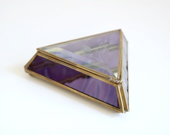 Purple Glass Triangle Trinket Box