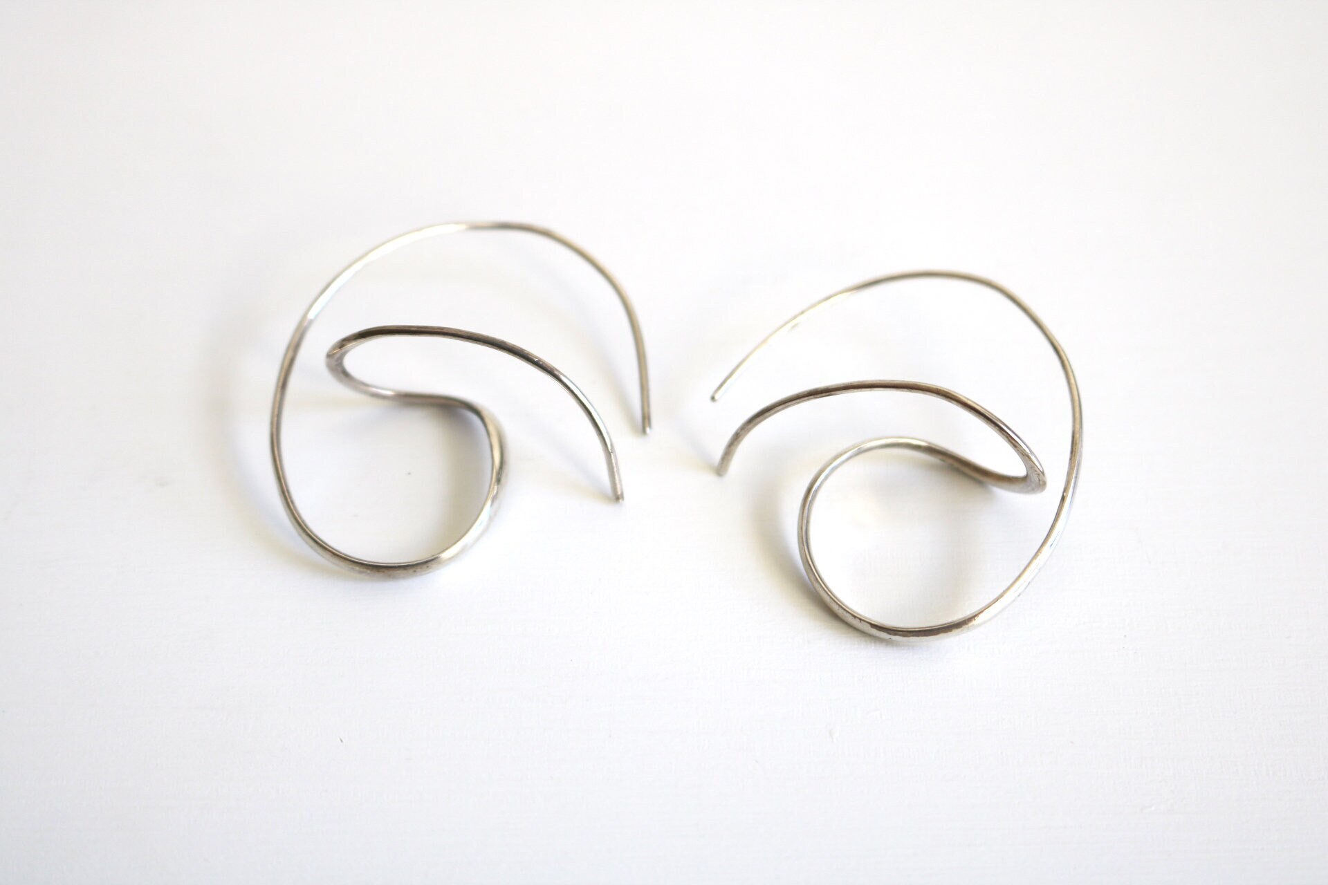 Abstract Curl Sterling Earrings - Etsy UK
