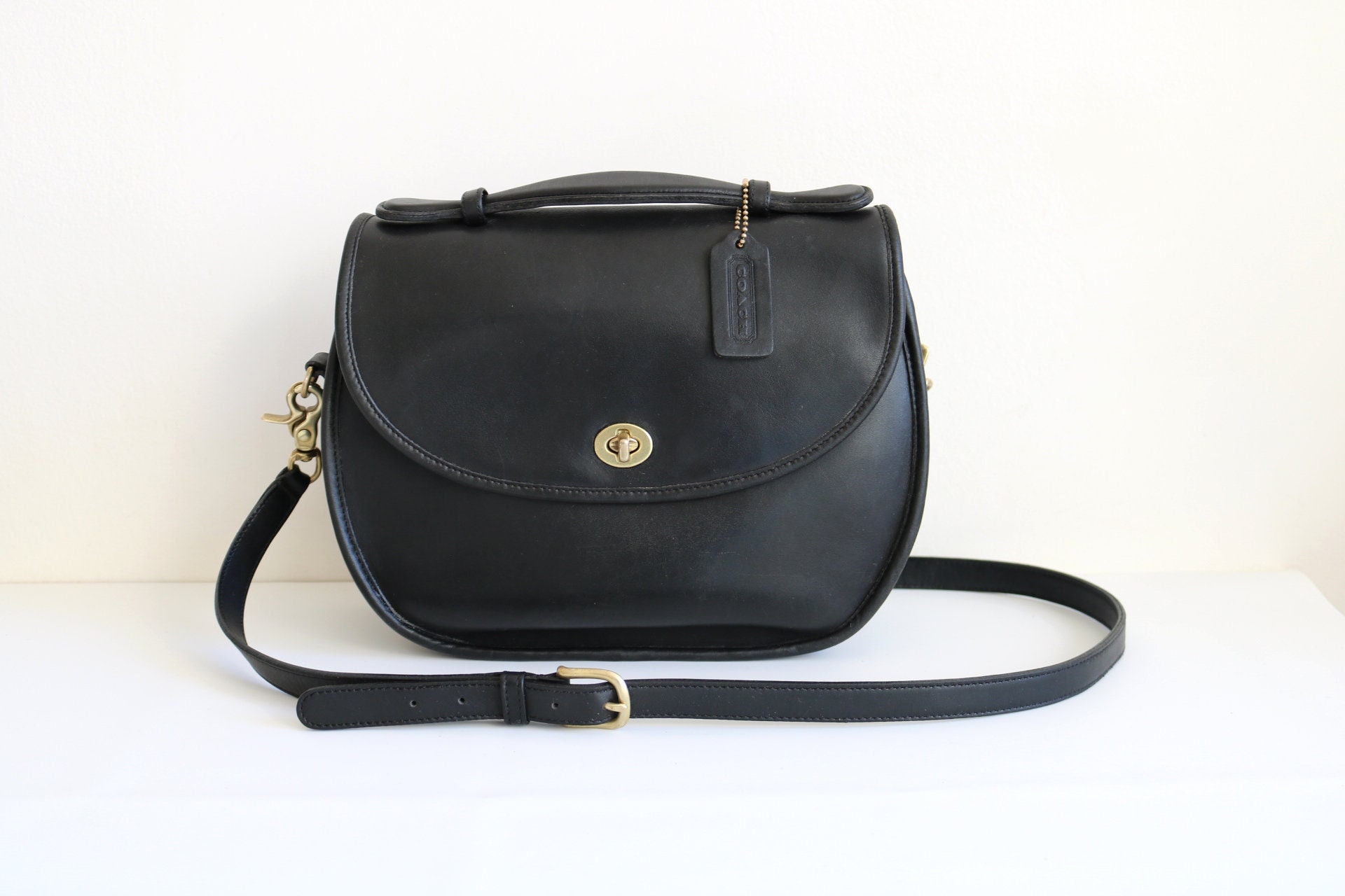 Coach Large Plaza Bag Black Leather Etsy