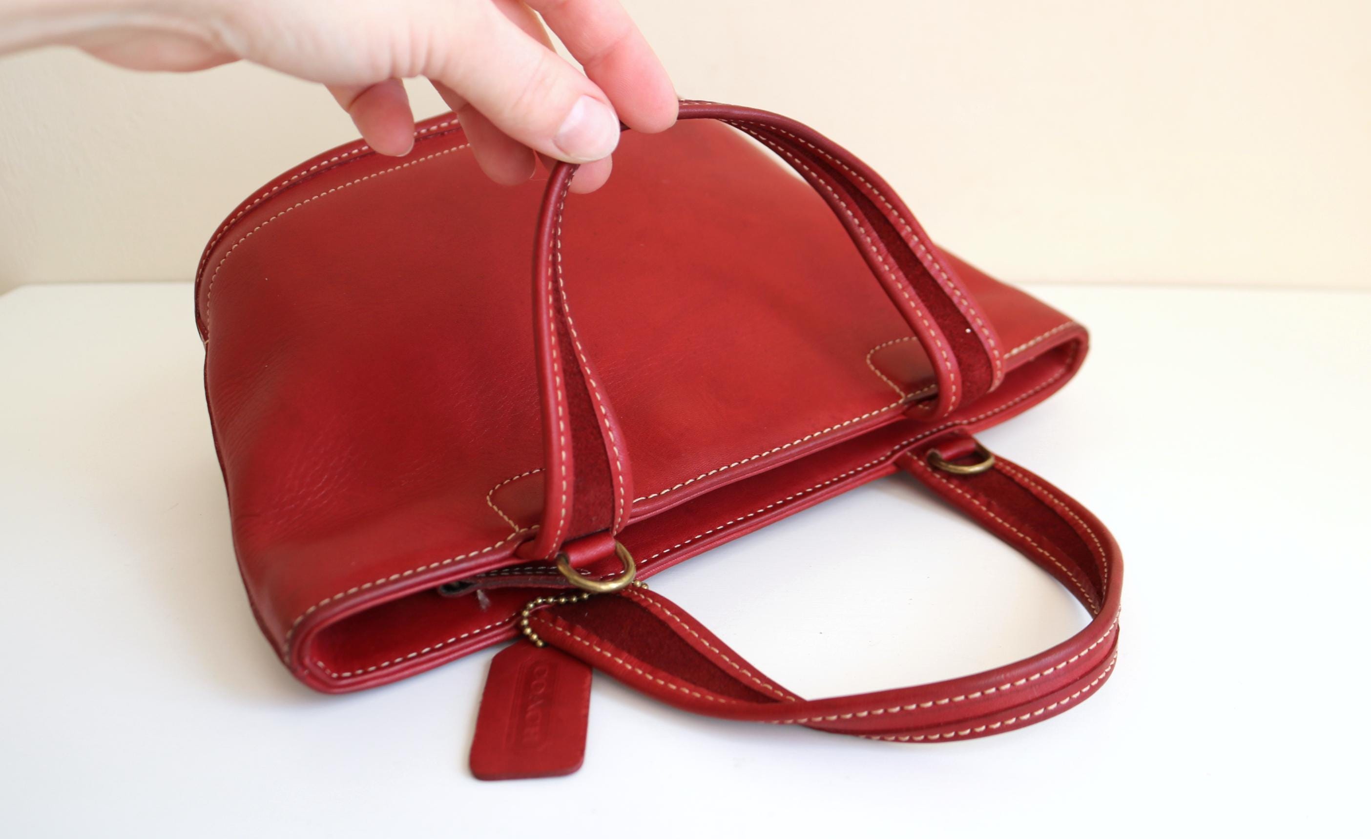 Coach Small Bleeker Tote Bag | Red Leather - Etsy Canada