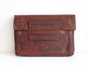 Old Mexico Tooled Leather Clutch