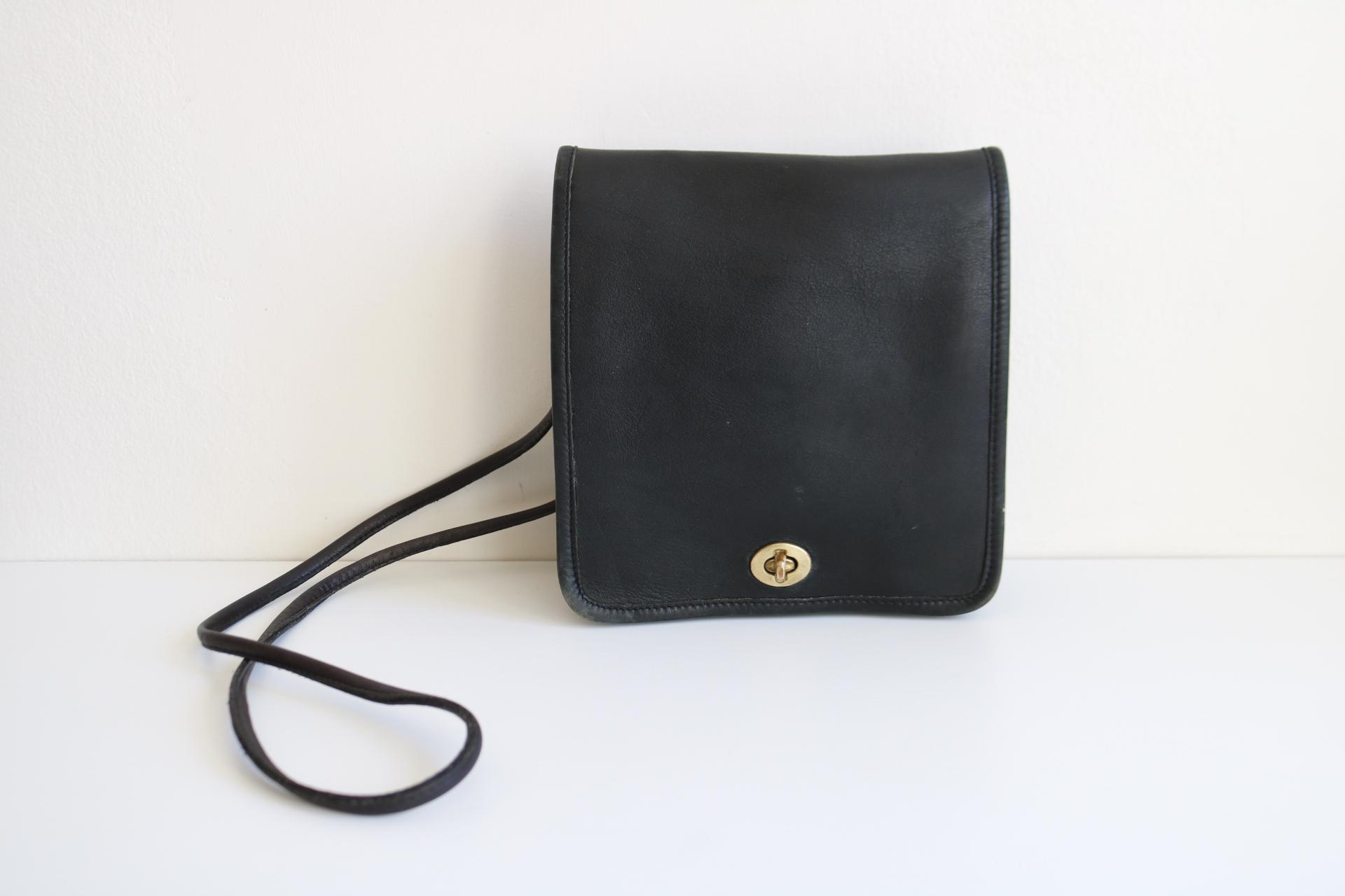 Coach NYC Compact Pouch Bag | Black Leather - Etsy