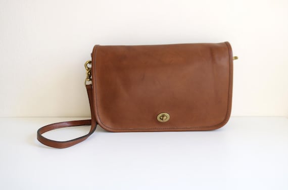 バッグ made in NYC brown leather hand bag Coach Convertible NYC Clutch Bag | Tabac Leather - Etsy