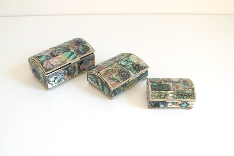 Mexico Alpaca Silver Abalone Box Trio image 2