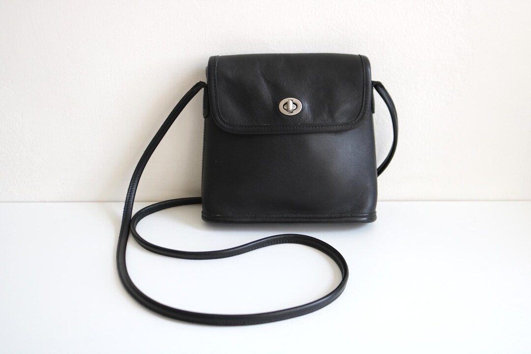 バッグ Old Coach Mini Boston Bag Black Leather Coach handbag mini boston - Gem