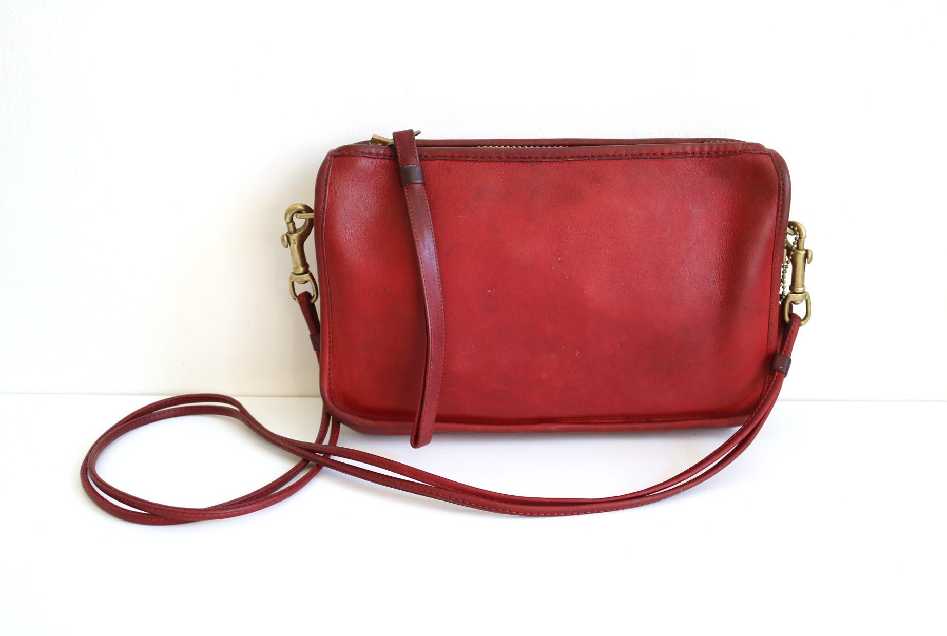 Coach Convertible Clutch Bag | Red Leather - Etsy Coach Convertible Clutch Bag | Red Leather - Etsy