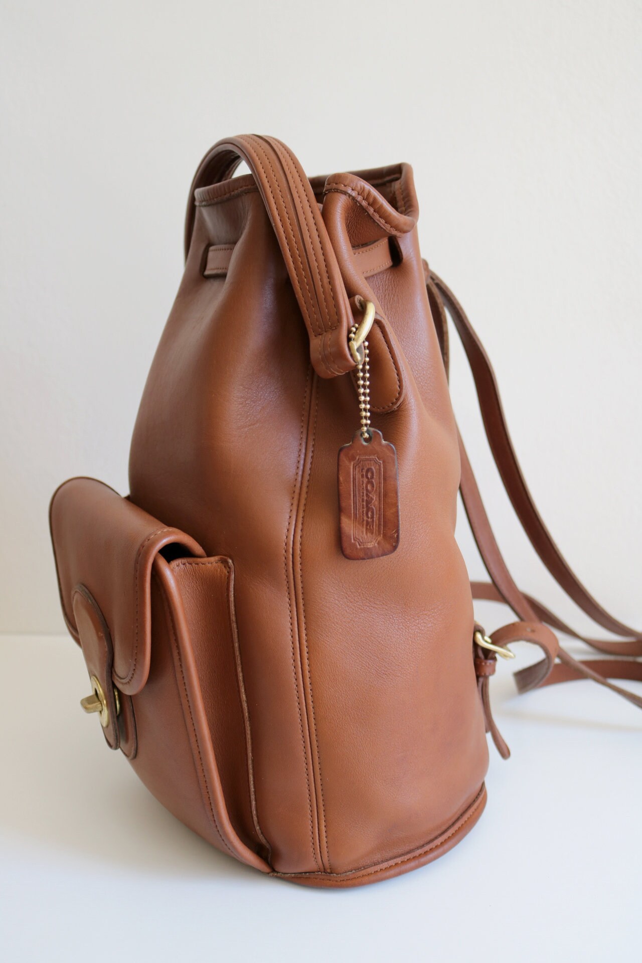 Coach Top Handle Sling Bucket Backpack | British Tan Leather