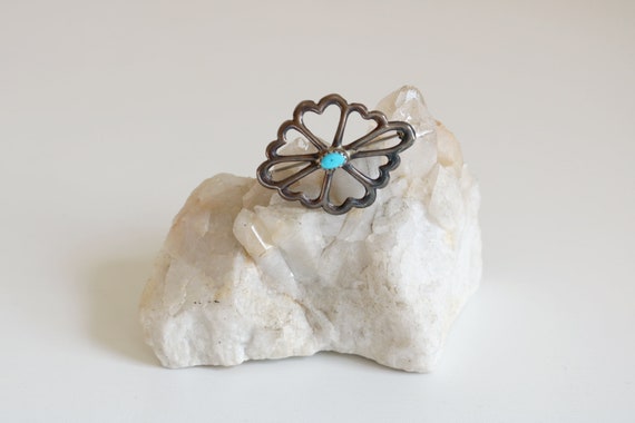 Native American Turquoise Sandcast Brooch - image 2