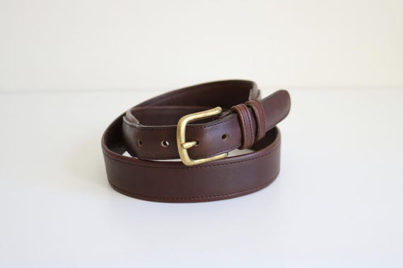 COACH Studded Brown Leather Jean Belt Brass Logo Buckle 34 Coach Belt Leather Size 34 Brown 3868 Brass Buckle Vintage  main image 2
