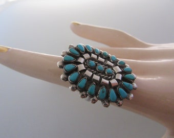 Vintage Multistone Silver and Turquoise Ring