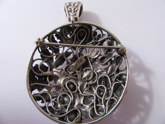 Sterling Silver Floral Pin Pendant - image 2