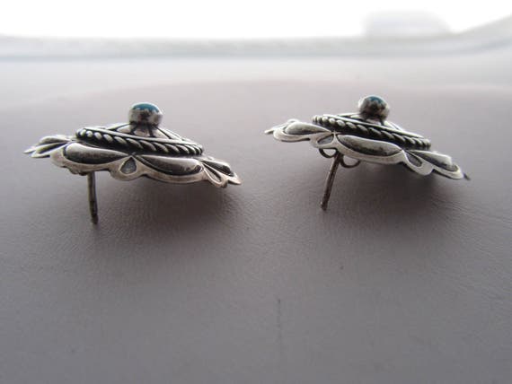 Sterling Suzie James Navajo Turquoise Earrings - image 3