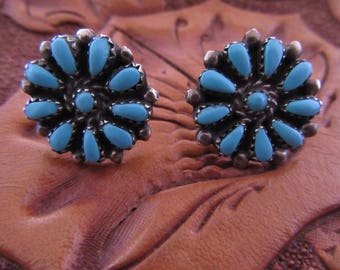 Vintage Multiturquoise and Silver Earrings