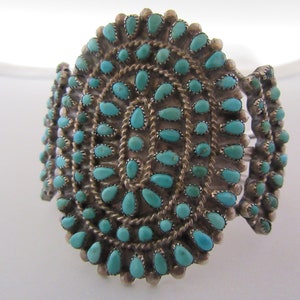 Vintage Sterling and Turquoise Handmade Multi stone Cuff Bracelet