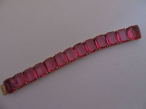 Beautiful Vintage 1940s Hot Pink Crystal Bracelet - image 2