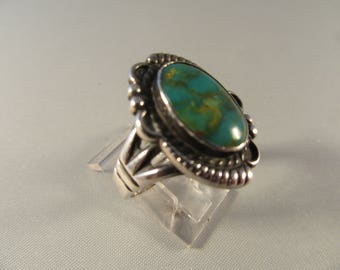 Vintage Sterling and Turquoise 1960s Harvey Era Ring