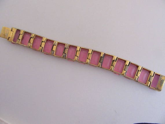 Beautiful Vintage 1940s Hot Pink Crystal Bracelet - image 3