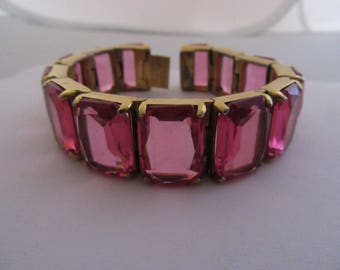 Beautiful Vintage 1940s Hot Pink Crystal Bracelet