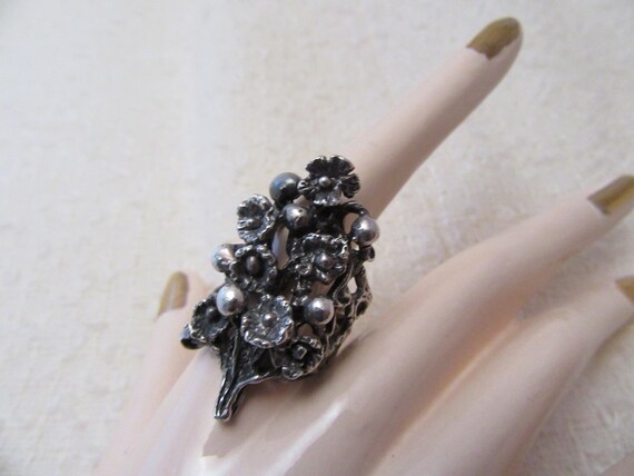 1970's Floral Sterling Ring