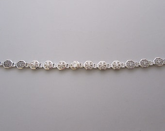 Vintage 1940s 14K White Gold Diamond Link Bracelet