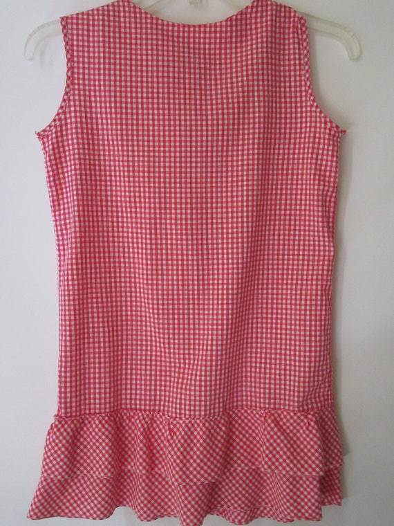 Vintage 1960s Youth Gingham Red and White Youth Shift Dress | Etsy