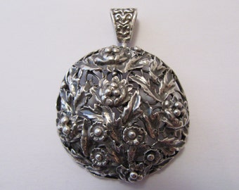 Sterling Silver Floral Pin Pendant
