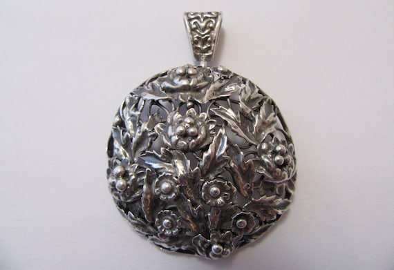 Sterling Silver Floral Pin Pendant - image 1