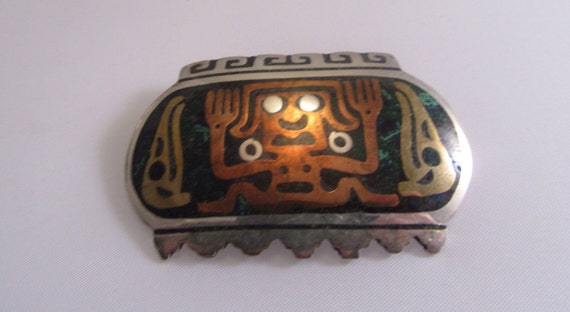 1940s "Los Ballesteros" Multi-metal Inlay Pin - image 1