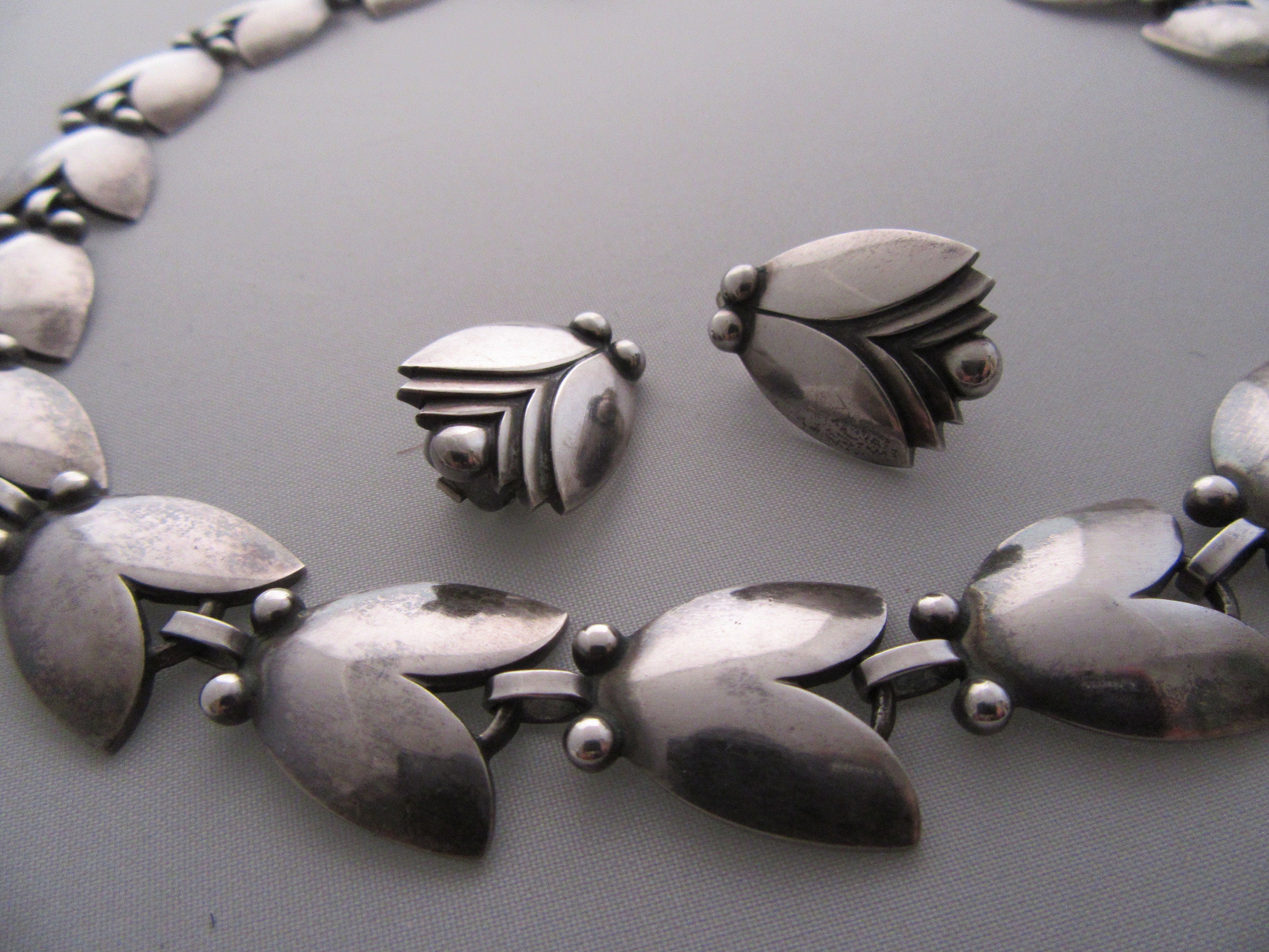 Vintage 1940'S Georg Jensen Sterling Silver No. 66 Necklace and