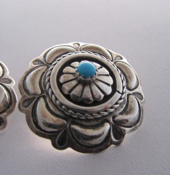 Sterling Suzie James Navajo Turquoise Earrings - image 4