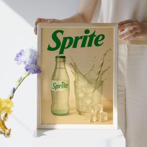 Vintage Sprite Soda Poster Trending | Retro Soda Advertisement Print | 80s Wall Art | Digital Download | Sprite Kitchen Decor.