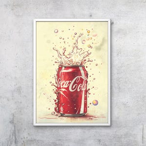 Retro Soda Can Wall Decor – Digital Art Print, Vintage pop art print- Coke Pepsi Sprite| Bar and Kitchen Decor| Soda Enthusiats Colorful Art