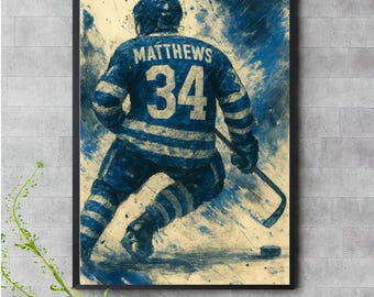 Auston Matthews Toronto Maple Leafs Print: Retro Hockey Art (Digital Download)