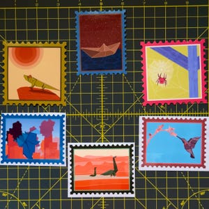 Origami Stempelaufkleber
