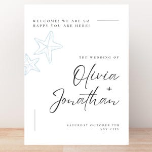 Coastal Wedding Welcome Sign, Welcome Sign, Coastal Welcome Poster, Custom Wedding Sign, Welcome Template, Instant Download, Wedding Decor
